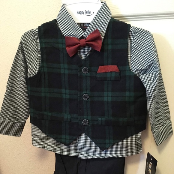 HappyFella Toddler Boys Scottish Plaid 3T Vest Set - Picture 1 of 4